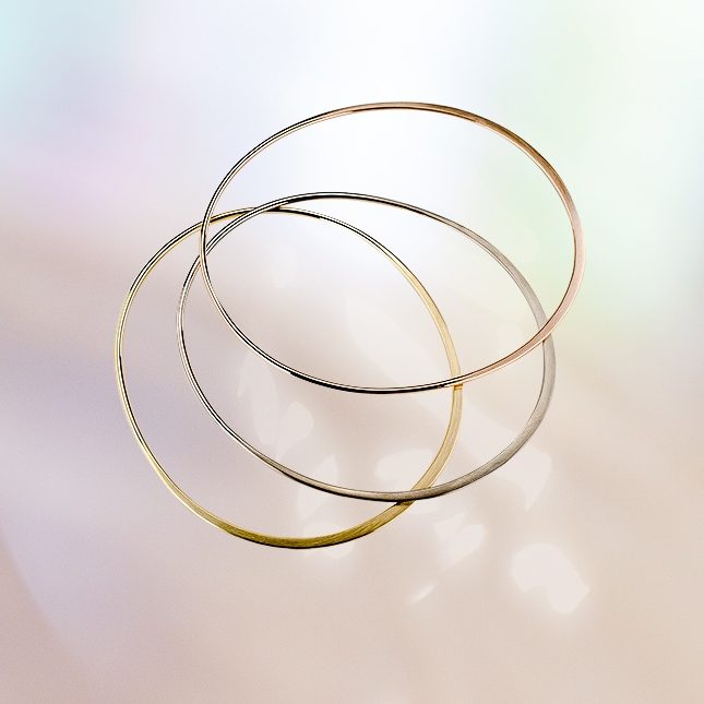 Fine Metamorphic Forged Bangles Gold by Cox and Power London