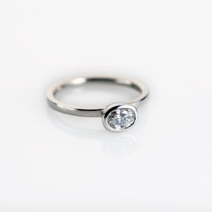 Oval Diamond Ring in Platinum