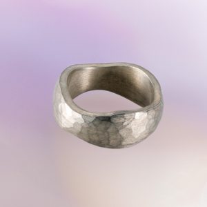 Hammered texture wide silver ring - London Forged Ring by Cox & Power London
