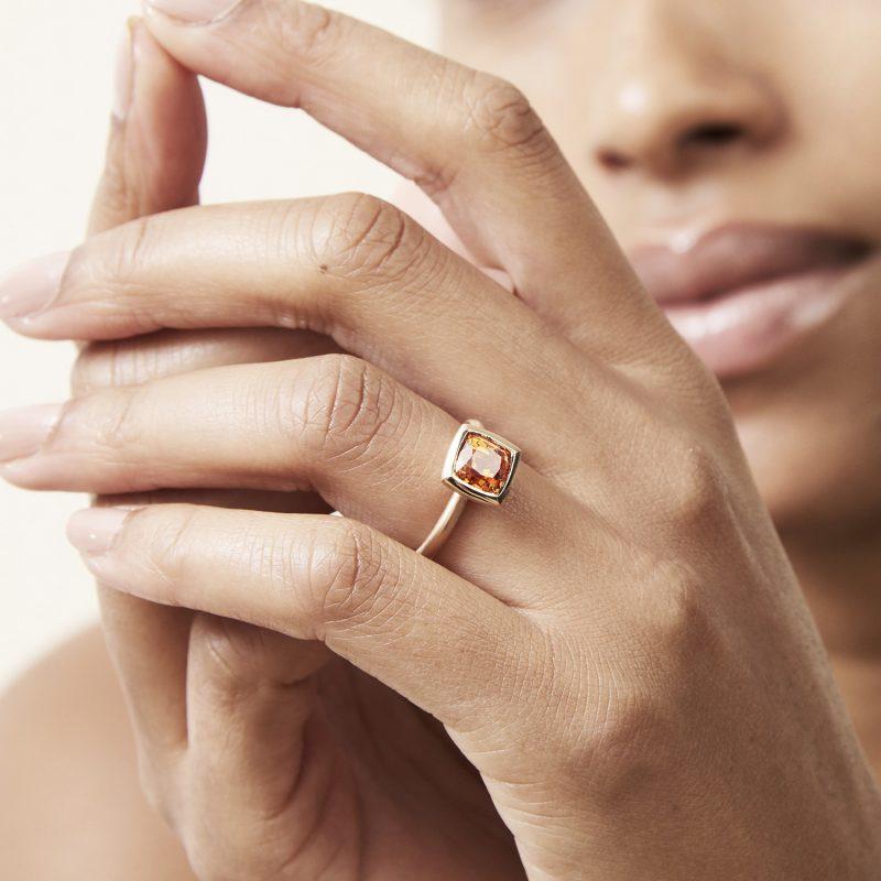 Mandarin Garnet Statement Ring Fairtrade Rose Gold - By Cox and Power Jewellers London-2