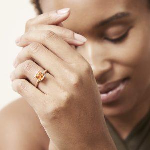 Mandarin Garnet Statement Ring Fairtrade Rose Gold - By Cox and Power Jewellers London-2
