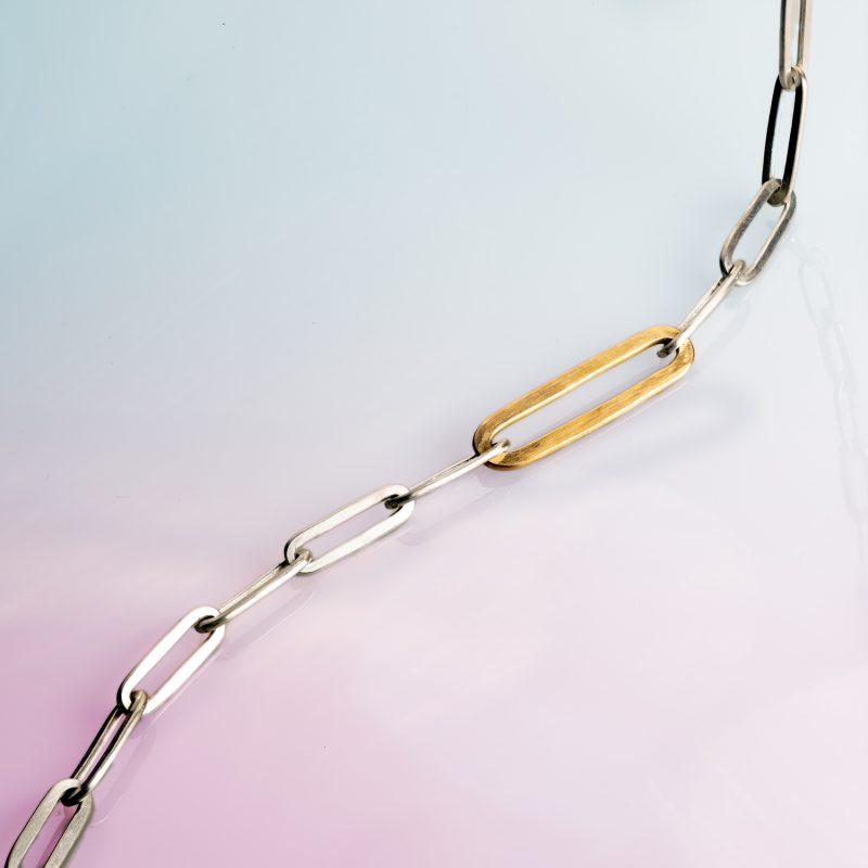 Forged Link Necklace - Silver & Rose gold