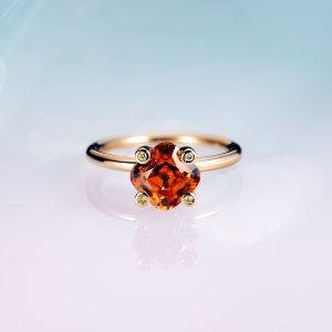 Mandarin Garnet Ring with Yellow Diamonds 18ct rose gold by Cox and Power